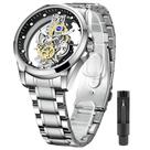 Relógio Tiong Masculino Skeleton Quartz em Aço Inoxidável Impermeável