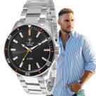 Relógio Tuguir Infinity Masculino Analógico Casual Aço Inóx Prova Dágua Preto Prata TGI37008 Relógio Tuguir Infinity Masculino Analógico Casual Aço Inóx Prova Dágua Preto Prata TGI37008