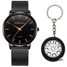 Relógio Ultra Fino Masculino Luxo Preto E Dourado + Chaveiro Relógio Ultra Fino Masculino Luxo Preto E Dourado + Chaveiro