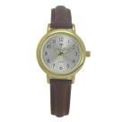 Relógio Unissex Analógico Tuguir Imperium TG30505 Resistente à água 5 ATM Prata Caixa em Metal Dourado Pulseira de Couro Marrom Visor Cristal Mineral
