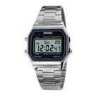 Relógio Unissex Digital Skmei 1123 Resistente à água 3 ATM Caixa em Metal Prata Pulseira de Aço Visor Cristal Mineral Quadrado Dobrável Bateria