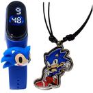 RelógioDigital Infantil Sonic Led + Colar Sonic Ajustável