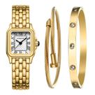 Reloj CHEETAH con Pequeño Esfera Romana Vintage y Set de Brazaletes Dorados