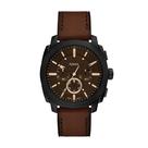 Reloj Cronógrafo para Hombre Fossil Machine 44mm con Correa de Cuero Marrón 5 ATM