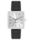 Reloj de Pulsera para Mujer Nine West con Esfera Plateada y Correa de Cuero Sintético Negro