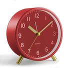 Reloj Despertador Analógico JALL Súper Silencioso 10 cm con Luz Nocturna Rojo