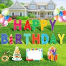 REMIAWY Kit de Placas de Jardim Feliz Aniversário 16 Peças à Prova de Intempéries