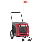 Remolque para Bicicleta para Mascotas vidaXL Tela Oxford Rojo/Gris y Hierro