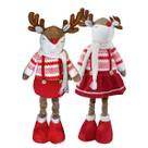 Rena Alce Retrátil Listrado com Cachecol Vermelho Branco Natal 1 Un Sortida 60cm