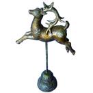 Rena No Pedestal Enfeite Natalino Resina Metal Altura 38cm
