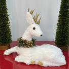 Rena Snow Deitada - Branco / Dourado - 42cm