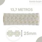 Renda Guipír Bege Natural - 25Mm Rolo Com 13,7 Metros - Chl207 - Nybc