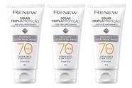 Renew Solar Tripla Proteção Fps70 Com Protinol 40g Kit 3 Un