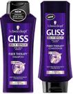 Reparador capilar Schwarzkopf Gliss Fibroterapia para cabelos extremamente danificados Conjunto de xampu e condicionador Peso líquido de 13,6 FL OZ (400 mL) por frasco Um conjunto