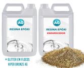 Resina Epóxi 1KG + Glitter em Flocos Hiper Bronze AG