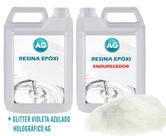 Resina Epóxi 1KG + Glitter Violeta Azulado Holografico AG