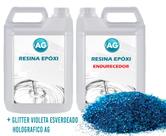 Resina Epóxi 1KG + Glitter Violeta Esverdeado Holografico AG