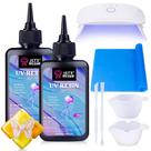 Resina UV LET'S RESIN Crystal Clear 200 mL com kit de luz UV