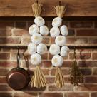 Réstia Trança de Alho Artesanal Pequena para Decoração de Cozinha 45cm
