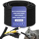 Retardador de chamas Wire Loom Kanayu Split de alta temperatura 30,5 m preto