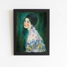 Retrato Uma Dama Gustav Klimt Quadro Moldura Preta 60x40cm