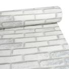 Revestimento Adesivo Tijolo Branco Cinza Autocolante Lavável 3D Cozinha Quarto Sala Box Banheiro Revestimento Adesivo Tijolo Branco Cinza Autocolante Lavável 3D Cozinha Quarto Sala Box Banheiro