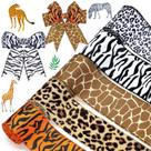Ribbon MTLEE Jungle Animal Wired 6,35 cm, estopa, 4,57 m - 5 rolos Ribbon MTLEE Jungle Animal Wired 6,35 cm, estopa, 4,57 m - 5 rolos