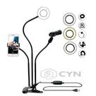 Ring Light 3 Em 1 Suporte de Celular Microfone Gravação 3 Tons Led ajuste de 10 níveis