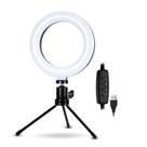 Ring Light 6,5 Polegadas com Tripé de Mesa e Suporte para Celular Iluminação Quente e Fria - 9H