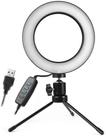 Ring Light Anel De Selfie Iluminador Luz Led Tripé Mesa 16cm 6 Polegadas