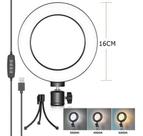 Ring Light De Mesa Iluminador Led Mini Tripé Anel 16cm Usb