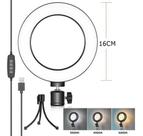 Ring Light De Mesa Iluminador Led Mini Tripé Anel 16cm Usb