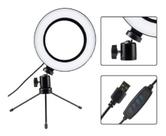 Ring Light Iluminador Com Tripé Portátil Três Cores