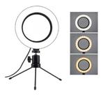 Ring Light Iluminador Led Com Tripé De Mesa Três Cores