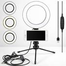 Ring Light LED Fotográfica RGB 20cm C/Tripé De Mesa