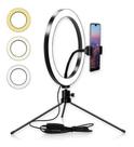 Ring Light Led Iluminador Câmera Celular Tripé 20 Cm 8 Pol