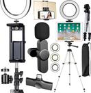 Ring Light Luz Led Tripé Suporte Tablet iPad Smartphone Microfone Gravação Profissional Foto Vídeo Selfie Vlog Youtuber