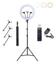 Ring Light Profissional 14” com Tripé 2,10m Suporte 3 Celulares Luz LED Regulável USB