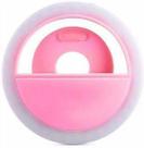 Ring Light Selfie Clip Anel LED Rosa 8cm