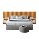 Ripada Queen com 2 Mesas de Cabeceira Curva Buriti Marrom Offwhite Ripada Queen com 2 Mesas de Cabeceira Curva Buriti Marrom Offwhite