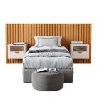 Ripada Solteiro com 2 Mesas de Cabeceira Curva Buriti Marrom Offwhite Ripada Solteiro com 2 Mesas de Cabeceira Curva Buriti Marrom Offwhite