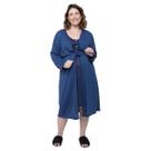 Robe Avulso Gestante Manga Longa Marinho com Cordão - Linda Gestante