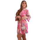 Robe Cetim Estampado Floral Feminino Elegance Manga 3/4