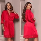 Robe de Luxo de Liganete e Renda Vermelho Robe de Luxo de Liganete e Renda Vermelho