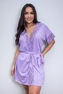 Robe de Luxo Microfibra Com Renda Hobby Roupão Roupa de Dormir com Cinto Lingerie Sexy para Noite Especial Manga Curta