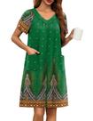 Robe Ekouaer com zíper curto para mulheres de manga curta verde L