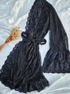 Robe em Tule com Coração e Renda Catiuscia Preto - Tamanho UN: 38-46 Robe em Tule com Coração e Renda Catiuscia Preto - Tamanho UN: 38-46