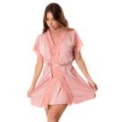Robe Feminino Curto em Malha com Renda Manga Curta Roupão Kimono Hobby Noiva