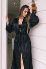 Robe Longo Luxo em Cetim Sofisticado Preto - Elegância e Conforto