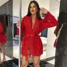 Robe Luxo Sexy Feminino Renda Luxo Penhoar Roupão Sobretudo